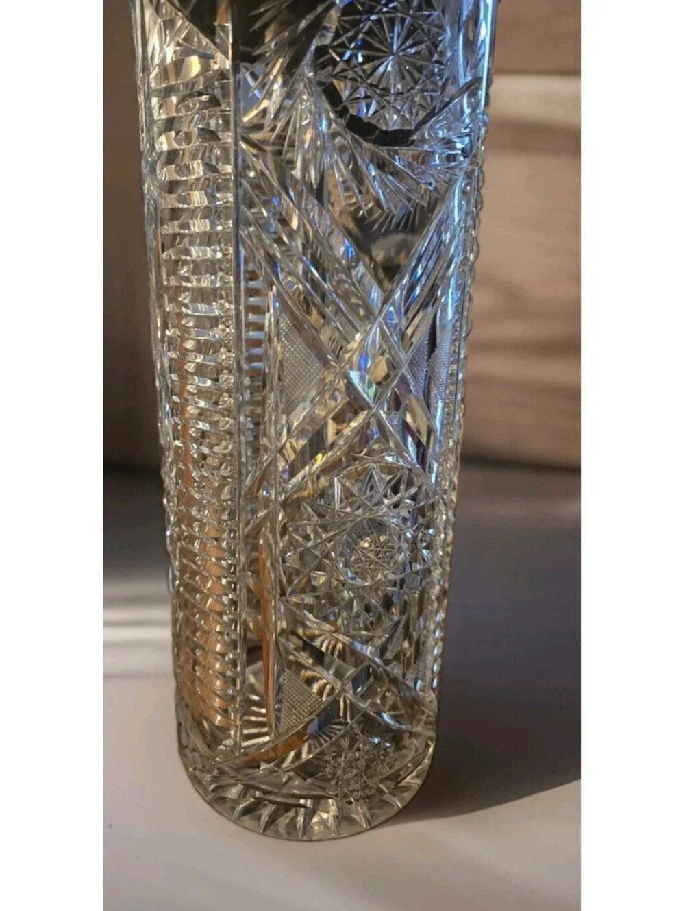 Vintage Pressed Glass Crystal? Cylinder Table Lamp. 22
